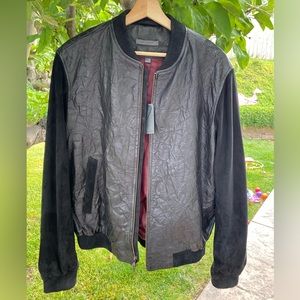 John Varvatos Leather Bomber Jacket